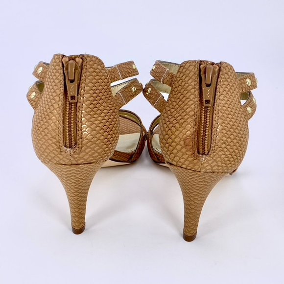 STYLE & COMPANY 9.5M LEVINE 3 INCH METALLIC CAMEL BROWN STUDDED STILETTOS - Picture 8 of 12